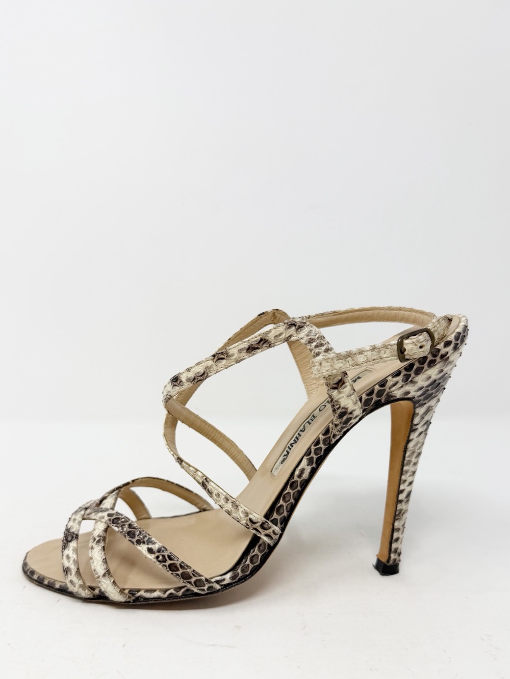 Manolo Blahnik Snakeskin Strappy Sandal Heels Womens EU 36.5 - Picture 8 of 10